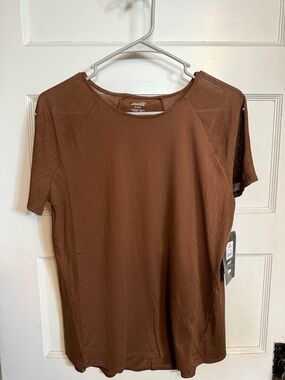 Brown Short Sleeve Womens Crew Neck Shirt